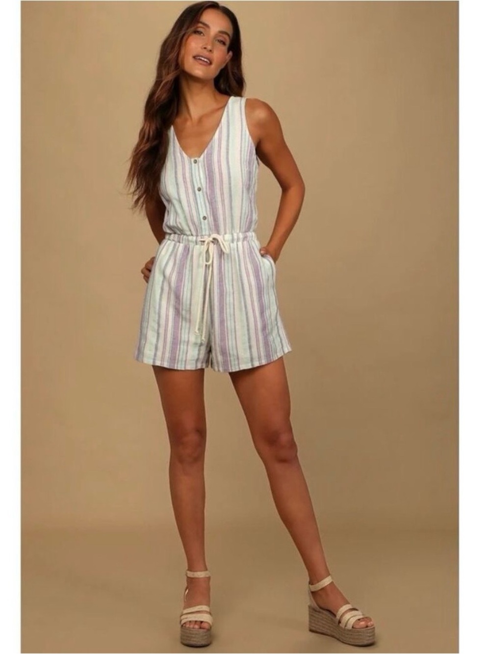 Lulus Forever Adventure Lilac Stripe Romper